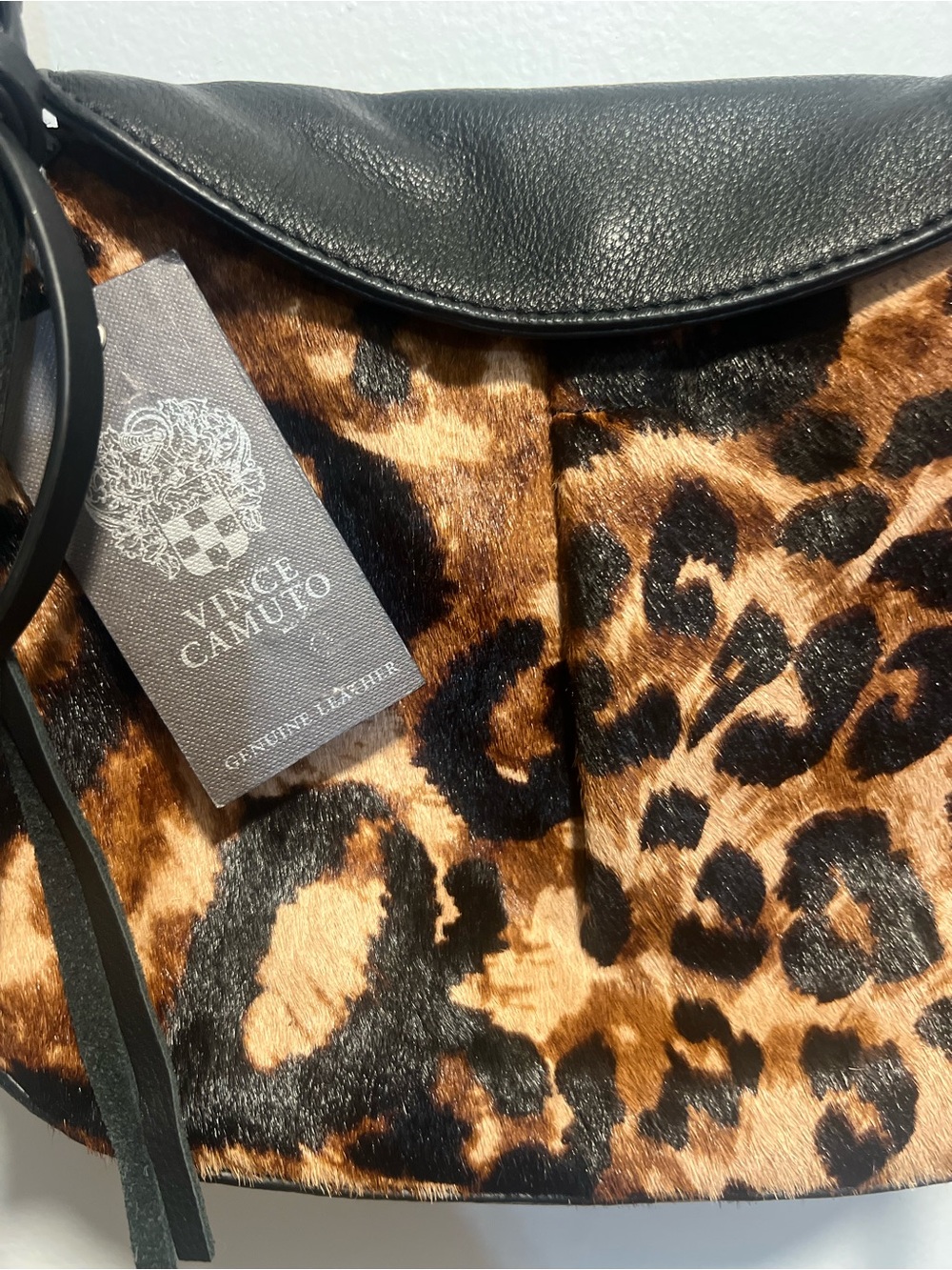 Vince Camuto Leopard Print Crossbody with Black Trim - Picture 14 of 16